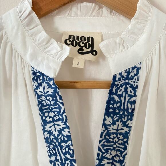 Mon Coco Blue & White Preppy Beach Coastal Mini Dress Size Small Gently Used - Picture 3 of 6